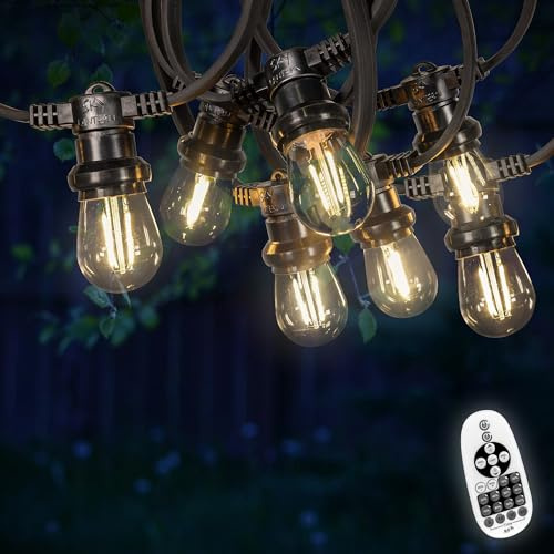 SKYLANTERN® LED Lichterkette Außen 20M Strom – 60 Dimmbare E27 Glühbirnen mit Fernbedienung & Dimmer Inklusive – IP65 Wetterfest Warmweiß für Garten Terrasse Balkon Hochzeiten