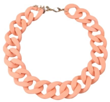 Tesselite Acryl-Halskette – Statement-Halskette in Mattrot, Lange Kette für Damen, Vintage, bunt, große klobige Kette, Choker-Anhänger, Halsketten, Modeschmuck, Beige, Einheitsgröße