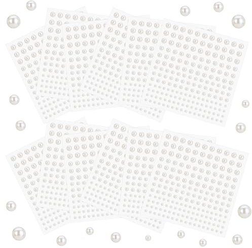Naler 1830pcs Stick on Pearls, Self Adhesive Back Pearl Stickers, Flat Back Pearls Sticker Sheets for Face Beauty, Round Stick Beads Assorted Size (3mm/4mm/5mm/6mm)