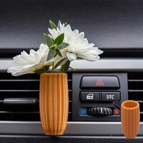 Gemütliche Boho Autovase, 3D-Gedruckter Auto Blumenvase Cliphalter, Vase for frische Pflanzen Auto Air Vent Charm Interieur, Pflanzenauto Zubehör(C)