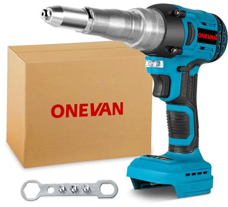 ONEVAN Battery Riveter Pliers Cordless Gun - for Makita Cordless Pop Rivet, with a Rivet Gun Power of 20,000 N for 2.4-5.0 mm Blind Rivets