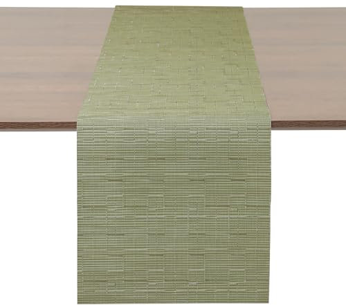 Myir JUN Tischläufer, Tischläufer Modern Tischläufer Abwaschbar Tischläufer Outdoor Wärmeisoliertes PVC für Häuser Restaurants Hotels 40 x 140 cm (Grün)