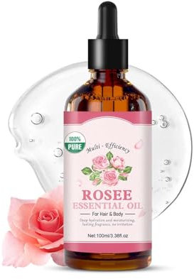 Rose Essential Oil, Natural Organic Rose Oil, Pure Essential Oils for Diffusers for Home, Perfect for Aromatherapy, DiffuserRelieve Muscle Soreness, The Nice Gift for Relaxing Sleep (100ML, 1PC)