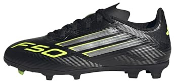 adidas Unisex Kinder F50 League Firm Ground/Multi Ground Football Boots Kids, Core Black/Iron Metallic/Lucid Lemon, 34 EU