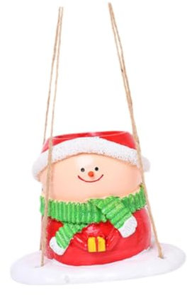 Sharplace Pot de Fleurs Suspendu en résine en Forme de Bonhomme de Neige de Noël, décoration d'intérieur ou d'extérieur pour Cour, Porche, décoration légère