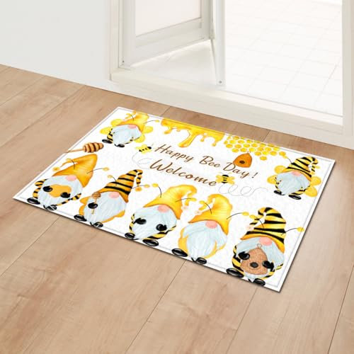 Fußmatte 80x120 cm Gelbe Biene Zwerg Fussmatte Aussen Fussmatte Innen rutschfeste Schmutzfangmatte Fußmatte Waschbar Fussabtreter für Flur Haustiere Fußmatte Außen