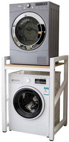 Kit de apilamiento de lavadora y secadora de carga superior, soporte ajustable en ancho y altura, crea espacio, sin taladrar, organización de la ropa