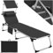 tectake® Sonnenliege mit Dach, Balkonliege aus Aluminium, klappbare Gartenliege, wetterfest, Liegestuhl für Garten, Camping und Strand, Verstellbarer Rückenlehne, Kopfkissen & Seitentasche - schwarz