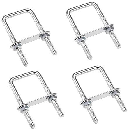 Vite da stiro M8, 50 x 80 mm, 4 pezzi, staffa a U con filettatura, viti a U con dadi e piastre del telaio, morsetto a U per tubi di fissaggio, traino, riparazione auto