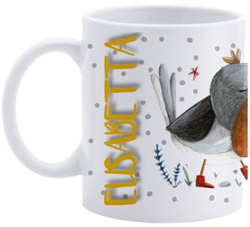 Paolo Chiari Tazza in Ceramica Personalizzata con Nome Femminile, Made in Italy, Multicolore (Bianco, 300 ml, Elisabetta)