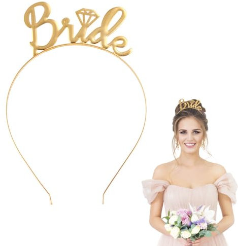 LunarCharm JGA Haarreif Frauen Rosegold Metall Braut Haarreif Bride Haarschmuck Braut Accessoires für Bachelorette Party Hen Party Junggesellinnenabschied Frauen, Gold