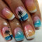 Auiremrti 24 Pieces Summer Press-on Nails, Short Square Artificial Nails, Full Coverage, Hawaiian Style, Stick-on, Glitter Acrylic Nails, French Tip, Press-on Nails