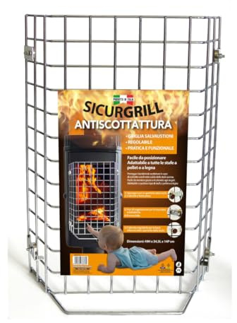 Griglia salvaustioni magnetica regolabile per stufe a pellet o legna