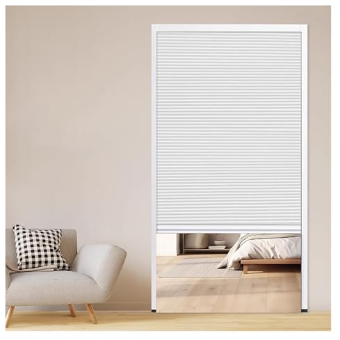 Faltbare Akkordeon-Tür mit Aluminiumrahmen, 50,8 x 203,2 cm, Wabenverdunkelung, ohne Bohren, Sichtschutz-Trennwand, vertikal, ausziehbare Zimmertür