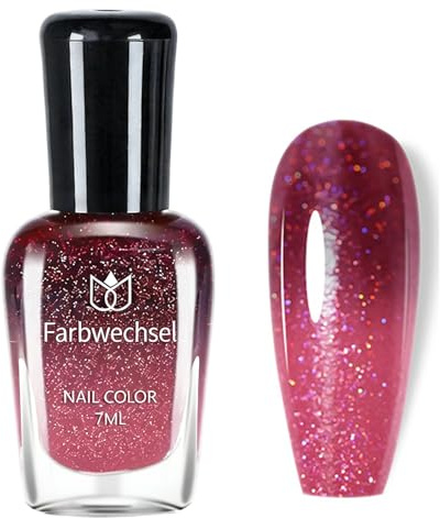 Farbwechsel Nagellack – 7Ml Temperaturgesteuerter Nagellack mit Farbtemperaturregelung, langanhaltend und schnelltrocknend, Air dry Color Change Nail polish für Nageldesign, ohne UV-Lampe (Red)