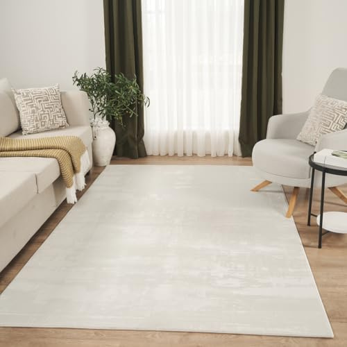Carpetilla Moderner Kurzflor Teppich in Creme/Beige – Schlichtes Design – Wohnzimmer, Schlafzimmer Size:200x290