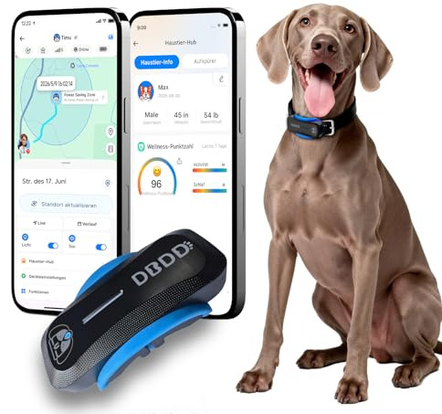 DBDD Dog GPS Tracker, Waterproof Dog Tracking Collar, Black | A dog GPS Tracker with real-time tracking, AI health monitoring and virtual fencing, compatible with iOS and Android systems