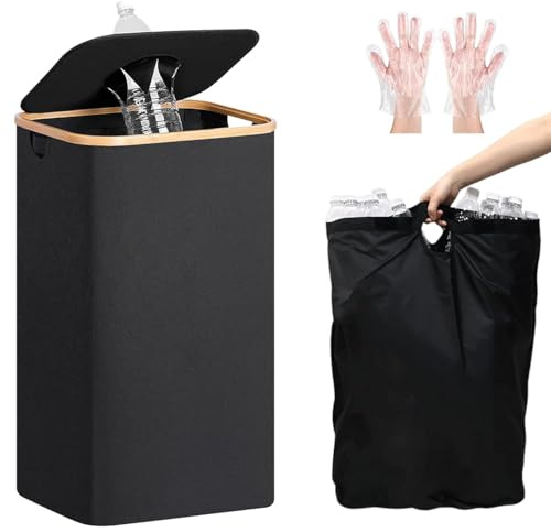 Cubos de basura de reciclaje,110 L,Contenedor para Recogida de Botellas y Vidrio,Bolsa con Tapa y Orificio Superior,para Papelera/Vidrio/Plástico/Casa/Cocina