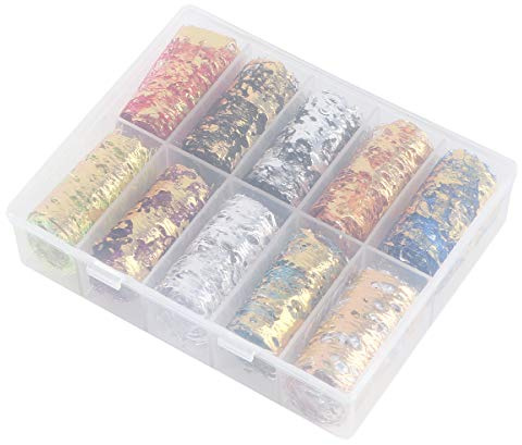 MOBUTOFU Fashion Manicure Decoration Nail Art Lightweight 1 Box Gold Foil Mesh Gauze Unique Design Accessories for Women and Ladies Suitable for Professional and Home Use