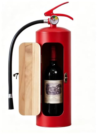 SIDUISDH Holz Feuerlöscher Minibar Rot, Whisky-Liebhaber Feuerwehr Geschenke für Männe