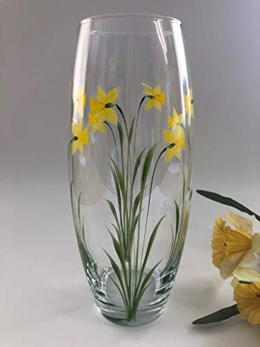 Rossvar Large individually hand painted Barrel Vase Daffodil Design