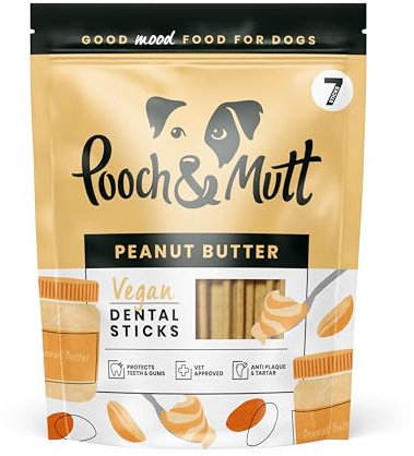 Pooch & Mutt - Training Dental Sticks für Hunde mit Erdnussbuttergeschmack, 1 Packung mit 7 Sticks