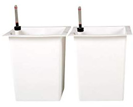 VIVANNO Blumenkübeleinsatz aus Kunststoff mit Bewässerungsset - 29x29x32 cm - weiß - 2er Set