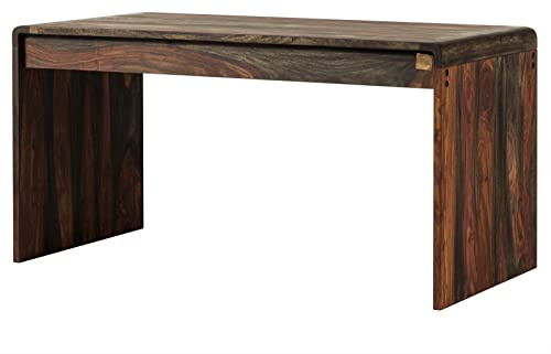 MASSIVMOEBEL24.DE | Tambora Schreibtisch aus Massivholz #782 - Strong Grey, geölt | aus Sheeshamholz | minimalistisch | 70x150x76cm | Arbeitstisch Bürotisch PC-Tisch