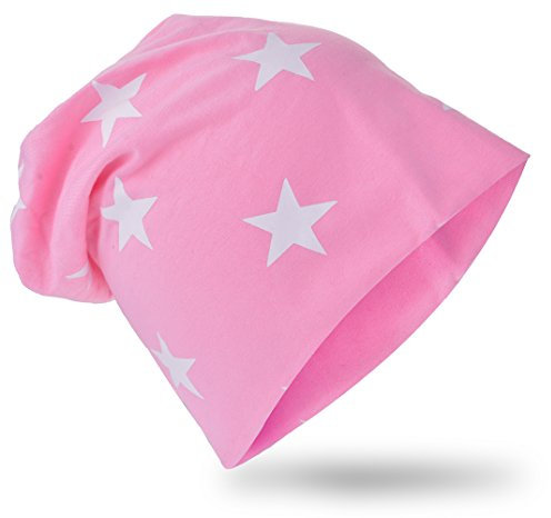 Berretto lungo in jersey, da bambino, unisex, con cotone, motivo con stella Piccola stella rosa. 54-58cm Kopfumfang