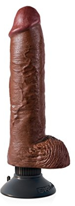 Pipedream - King Cock vibrierender Schwanz mit Hoden, 10 Zoll, Braun