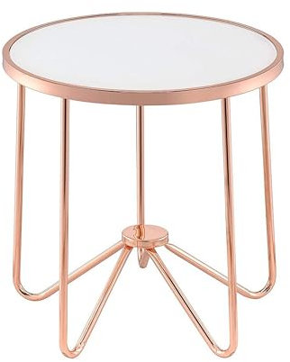 acme Furniture 81837 Alivia tavolino, Vetro Satinato e Oro Rosa, Taglia Unica