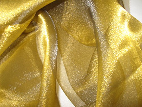 CRYSTAL Organza Stoff GOLD Meterware GLITZEROPTIK