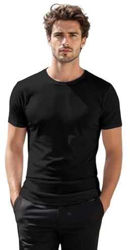 H2H Men's Soft Crewneck Shirts Black US M Single pc