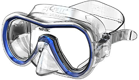 SEAC Giglio MD, Maschera Snorkeling e Immersione Subacquea Adulto Monolente, Taglia Piccola, Trasparente/Blu
