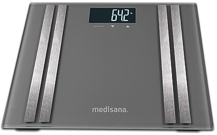 medisana BS 476 digitale Körperanalysewaage, Personenwaage, Körperfettwaage, Messung von Körperfett, Körperwasser, Muskelmasse & Knochengewicht, Bis 180 kg, Silber