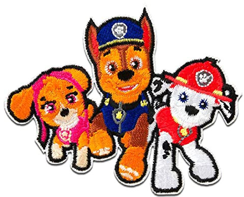 Catch the Patch Paw Patrol Chase Marshall Skye - (Größe: 6,1 x 7,5 cm) – Aufbügler & Applikationen in verschiedenen Größen – Ideal für Kleidung, Schulranzen, Jeans & Rucksäcke
