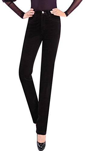 Bigassets Damen Hohe Taille Cordhosen Gerade Hosen Deep Purple XL