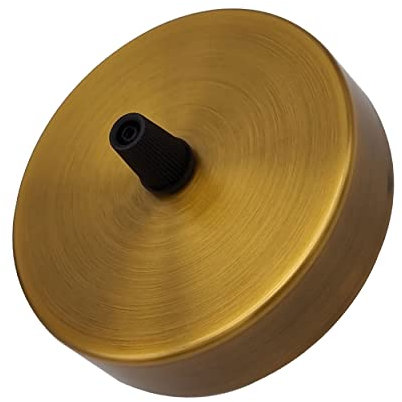 Single Outlet Ceiling Rose Pendant Cable Grip Flex Clamp Plate for Light Fitting 100mm with Accessories Yellow Brass Canopy Kit for Ceiling and Wall Lamp [Energy Class A]