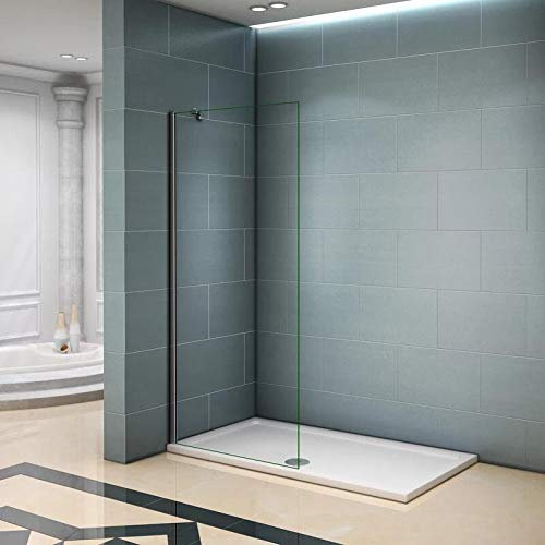 AICA paroi de douche 90x200cm paroi latérale à l'italienne en 8mm verre anticalcaire avec barre de fixation 450mm