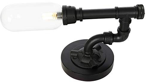Ganeep Doppio interruttore in vetro Lampada da tavolo industriale retro annata tubo di acqua luce dello scrittorio del lato del letto Camera decorazioni apparecchio di illuminazione base di legno con