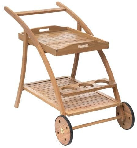 Hespéride - 2-stöckige Anrichte Tiwi Akazienholz - 2 Räder - Akazie, FSC® - Akazie