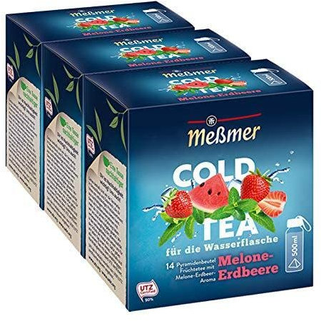 Meßmer Cold Tea Melone-Erdbeere, 14 Pyramidenbeutel, 3er Pack