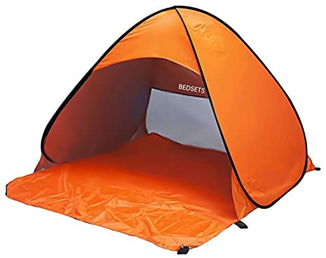 BEDSETS Tente de Plage Pop Up imperméable,Abri de Plage avec Piscine pour Bébés Intégré, Tente Escamotable Instantanée avec Protection Solaire UV UPF 50+ pour 2-3 Personnes (Orange)