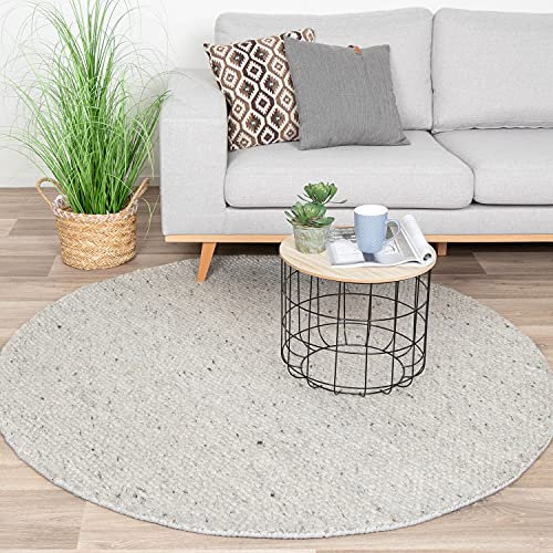 FRAAI | Home & Living Wollteppich Rund - Feline Grau Wolle - Flachgewebe - Einfarbig - Modern, Skandinavisch - Wohnzimmer, Esszimmer, Schlafzimmer - Carpet