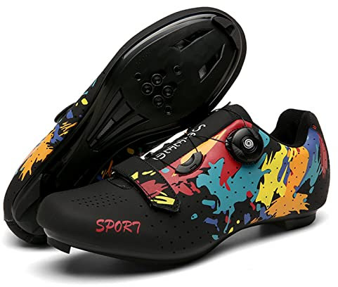 2022 Zapatos de Bicicleta de Carretera para Hombre, Zapatillas de Ciclismo MTB, Tacos Autoblocantes, Zapatos de Bicicleta de MontañA SPD Camino Negro 41