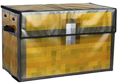 Minecraft Schatztruhe Aufbewahrungsbox - Offiziell lizenziertes In-World-Thema, verpixelte Schatztruhe zur Aufbewahrung von Gaming-Zubehör, Geschenk für Gamer