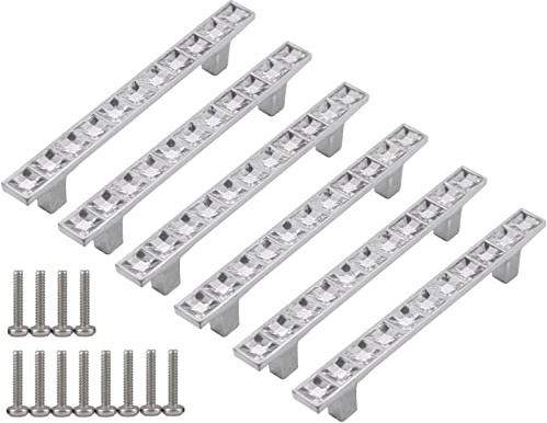ZESLIV T Stangengriffe aus Zinklegierung (6er Set) Bohrlochabstand 96mm Strass Kristall Möbelgriffe mit Schrauben Schubladengriffe Türgriffe Türknopf Schrankgriffe