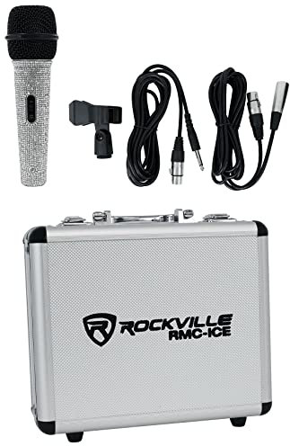 Rockville RMC-ICE Pro Dynamic Vocal Microphone, Cardioid, XLR, Diamond-Coated Diaphragm, Anti-Pop Filter, Durable Build, for Live Performances and Studio Recording