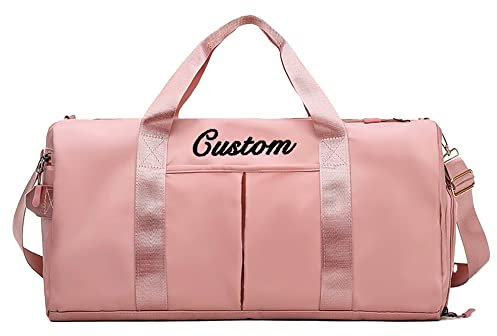 Sac polochon personnalisé brodé sur Mesure Sac de Sport Voyage Sport Sacs polochons avec Compartiment pour Chaussures vêtements secs humides Sac de Week-End Sac de Nuit pour Femme Homme