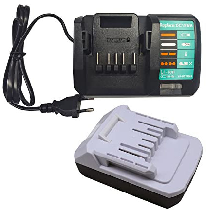 FengWings® Batería BL1820G de 18 V 2,0 Ah + cargador DC18WA compatible con Makita G Series Battery BL1813G BL1820G BL1811G 195608-4 HP457D TD127D DF457DWE